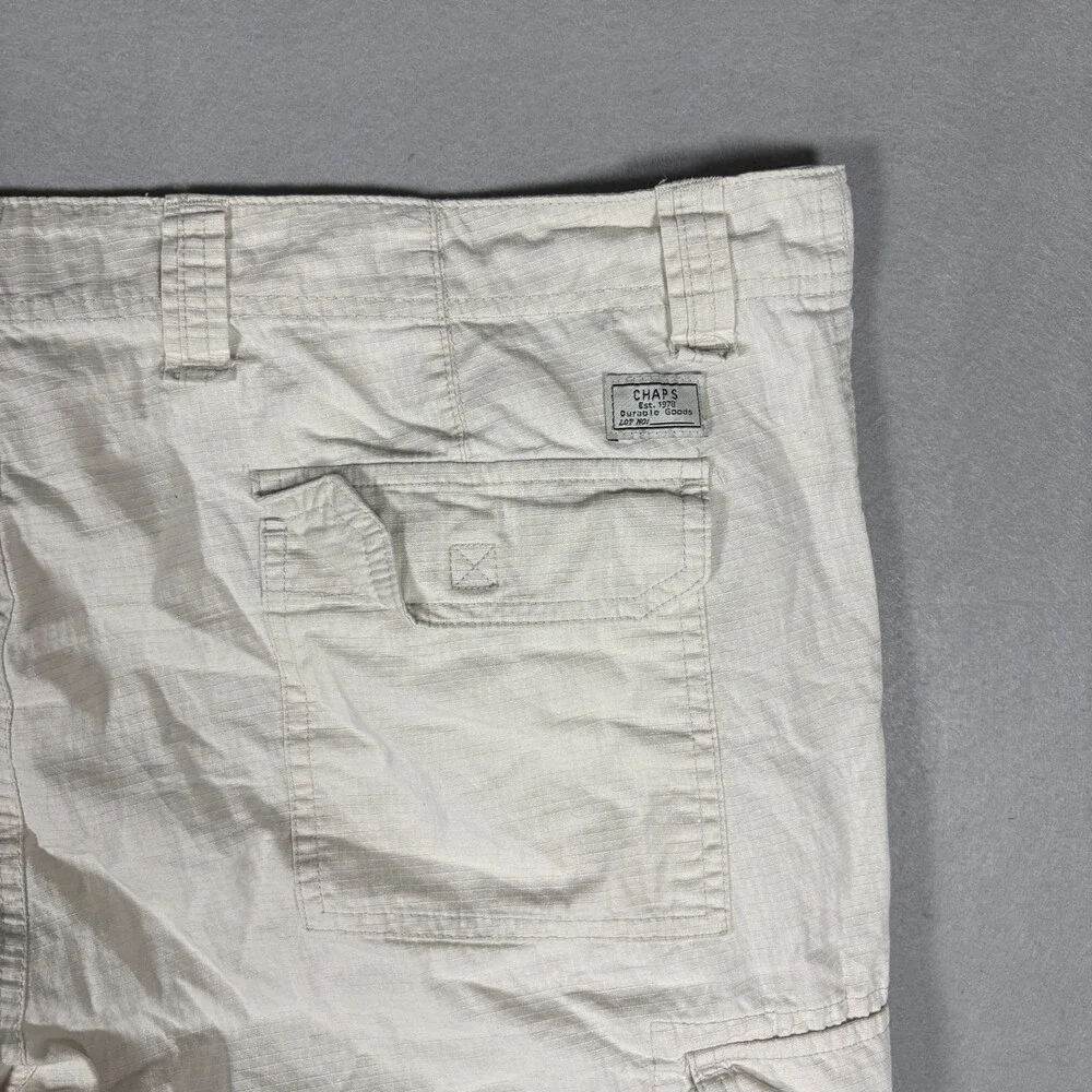 VIntage Chaps Men’s Lightweight Cotton Ripstop Cargo Pants White Cream 38x30